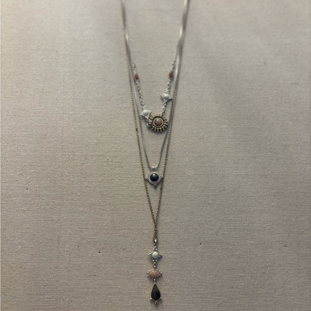 Elegant Silver and Pink Layered Necklace